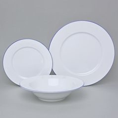 Plate set for 6 pers. with deeper deep plate, Nina blue stripes, Thun 1794, karlovarský porcelán
