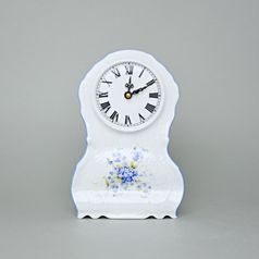 Clock 22 cm, Thun 1794 Carlsbad porcelain, BERNADOTTE Forget-me-not-flower