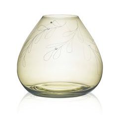 Skleněná váza průsvitná 18,5 cm jmelí s perlami, zelená, Glassor