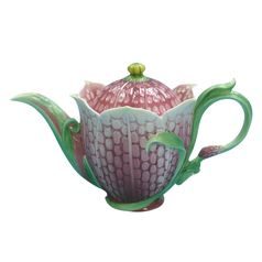 FRITILLARY FLOWER DESIGN SCULPTURED porcelain teapot, FRANZ porcelain