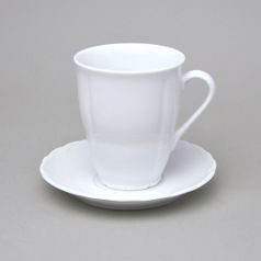 Verona bílá se spodní značkou: Hrnek (šálek vysoký) 320 ml + podšálek 15 cm, G. Benedikt 1882