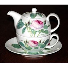 Redoute Rose: Čajová sada 3díl., Tea for one set, Anglický porcelán Roy Kirkham