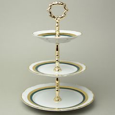 Etažer talířový 34 cm, Marie Louise 8800501 zlato + zelená Thun 1794, karlovarský porcelán