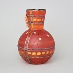 Studio Miracle: Vase Red-Oragne, 21 cm, Hand-decorated by Vlasta Voborníková