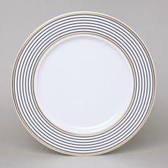 Dinner Plate 26 cm, ELLA Black-Gold Stripes, Thun 1794 Carlsbad Porcelain