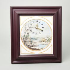 Nástěnné hodiny Zima 4 x 25 x 27,5 cm, biskvit+tisk+zlato, Royal Dux Bohemia