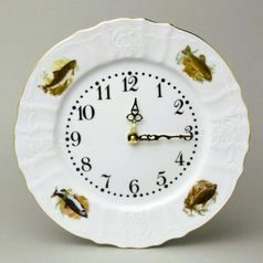 Hodiny nástěnné 27 cm, Thun 1794 karlovarský porcelán, BERNADOTTE rybářská