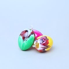 Závěsné velikonoční vajíčko - foukané, barevné, 7 cm, (náhodný výběr dekoru)