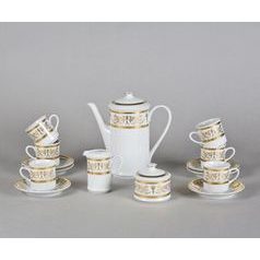 Coffee set for 6 persons, Sabina, gold ornaments, Leander 1907