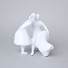 Lovers on Scooter 14,5 x 12,5 x 16,5 cm, White, Porcelain figures Duchcov (Royal Dux Bohemia)
