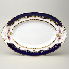 440: Mísa oválná 36 cm, Sonáta, kobalt + růže, Leander Loučky