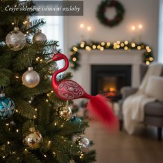 Christmas decoration swan, 10 cm, red, Czech decorations MIJA