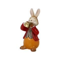 Figurine Rabbit with Trumpet 4 / 6 / 8cm, stoneware, Goebel
