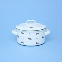 Šálek / kotlík na polévku 500 ml + víčko, červené kvítí + zelená, G. Benedikt 1882