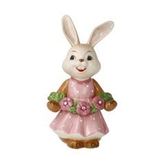 Figurine Rabbit Girl Cute flower Girl 6,5 / 5,5 / 12 cm, stoneware, Goebel