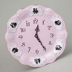 Hodiny 25 cm nástěnné, Olga 418, Růžový porcelán z Chodova