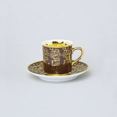 Cup 100 ml mocca + saucer 10,5 cm, inner gold, brown, Leander Loučky