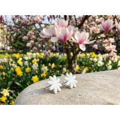 Náhrdelník: Duté kolečko 38 mm, Kvetoucí kaktus, černá pryž, Porcelánové šperky Ateliér Mallys