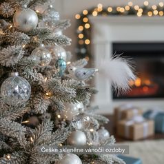 A set of Onion Pattern Christmas Tree Decoration Glass Balls 8 cm + Christmas tree tip, Set 9 pcs.