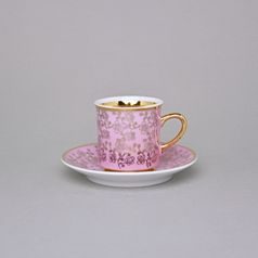 Cup 100 ml mocca + saucer 11,5 cm Sabina, inner gold, outside rose, Leander Loučky