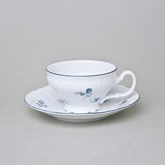 Tea cup and saucer 205 ml / 15,5 cm, Thun 1794 Carlsbad porcelain, BERNADOTTE blue flower