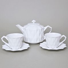 Tea / Coffee Set for 2 pers, Diamond White, Goldfinger Porcelain