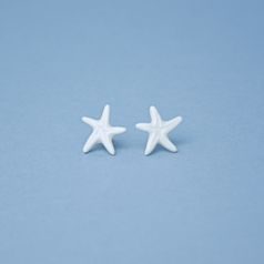 Náušnice: Puzetky - Mořské hvězdice, Porcelánové šperky Ateliér Mallys