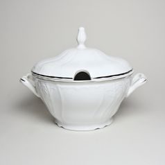 Soup tureen 2,5 l, Thun 1794 Carlsbad porcelain, BERNADOTTE platinum