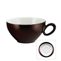 Tea cup and saucer, Trio 23602 Dark Chocolate, Seltmann Porcelain