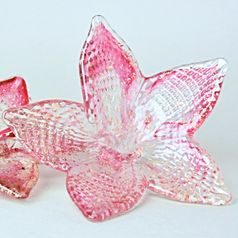 Květina se stonkem (růžová se zlatem) 62 cm, 1 ks., Pačinek GLASS