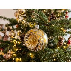 Vánoční skleněná koule 8 cm, REFLEKTOR (zlatá), České ozdoby MIJA