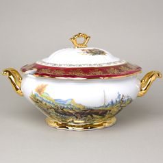 Soup tureen 3 l, hunting - ruby, Carlsbad