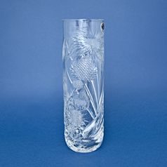 Crystal Hand Cut Vase - Thistle decor, 26,5 cm, Crystal Bohemia Poděbrady