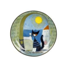 Miniature plate R. Wachtmeister - Il gatto e il mare, 10 / 10 / 1 cm, Fine Bone China, Cats Goebel