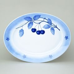 Oval dish 36 cm, Thun 1794 Carlsbad porcelain, BLUE CHERRY