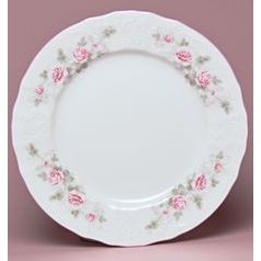 Růžová linka: Mísa mělká kulatá 30 cm, Thun 1794, karlovarský porcelán, BERNADOTTE růžičky