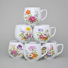 Hrnek Baňák 0,3 l, 6 ks., pestré květy, Český porcelán a.s.