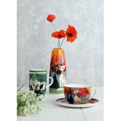 Tea Cup 0,4 l with Lid and Strainer R. Wachtmeister - Una passeggiata nel verde, 11,5 / 8 / 14 cm, Fine Bone China, Cats Goebel