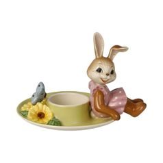 Candle holder with rabbit 15.5 / 12.5 / 11cm, stoneware, Goebel