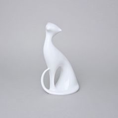 Cat 10,5 x 7 x 19 cm, White, Porcelain Figures Royal Dux Bohemia