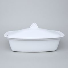 Baking bowl with lid 33,5 cm, Lea white, Thun 1794, karlovarský porcelán