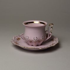 Šálek 120 ml a podšálek 14 cm káva , Lenka 527, Růžový porcelán z Chodova