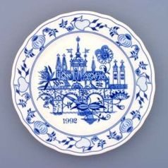 Annual plate 1992 Prague 24cm, Original Blue Onion Pattern