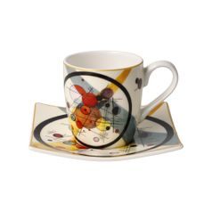 Šálek 100 ml a podšálek na espresso 10,5 cm, Kruhy v kruhu, jemný kostní porcelán, V. Kandinskij, Goebel