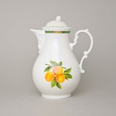 Konvice kávová s víčkem 0,90 l, slonová kost s dekorací ovoce, Český porcelán a.s.