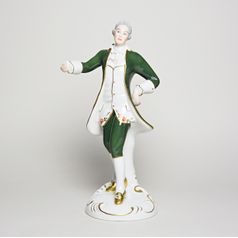 Gentleman Rococo 12,5 x 10,5 x 22 cm, Color - Green, Porcelain Figures Duchcov