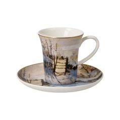 Cup 100 ml and saucer 12 cm, The Magpie, C. Monet, fine bone china, Goebel