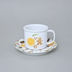 Hrnek Retro 180 ml + podšálek 14 cm, vánoční perníček a pomeranč, G. Benedikt 1882