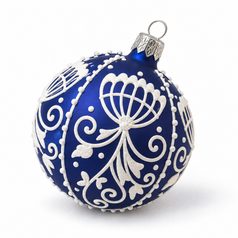 Onion Pattern Christmas Tree Decoration Ball, 8 cm BLUE, Czech Glass christmas decorations