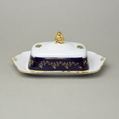 Butter dish for 250 g butter, Ofelie 677G, cobalt blue + gold rose, Stará Role Moritz Zdekauer